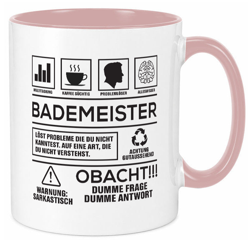 Achtung Probleme Bademeister | Rettungsschwimmer Geschenk Humor Geschenkidee Tasse