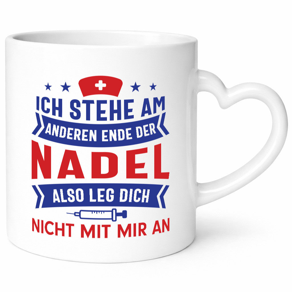 Ich stehe am anderen Ende der Nadel | Spritze Kreuz Humor Geschenkidee Tasse