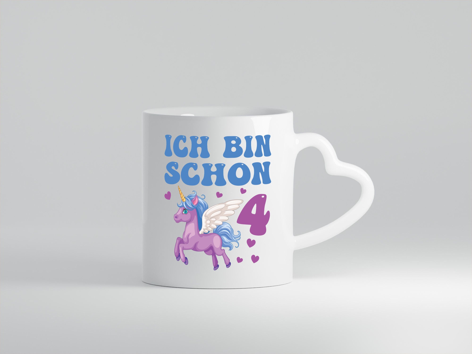 Ich bin schon 4 | Einhorn Herzen Humor Geschenkidee Tasse
