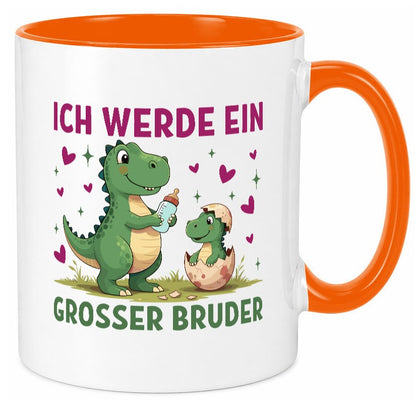 Ich werde ein Großer Bruder | Dino Dinosaurier lustiger Spruch Geschenk Humor Tasse