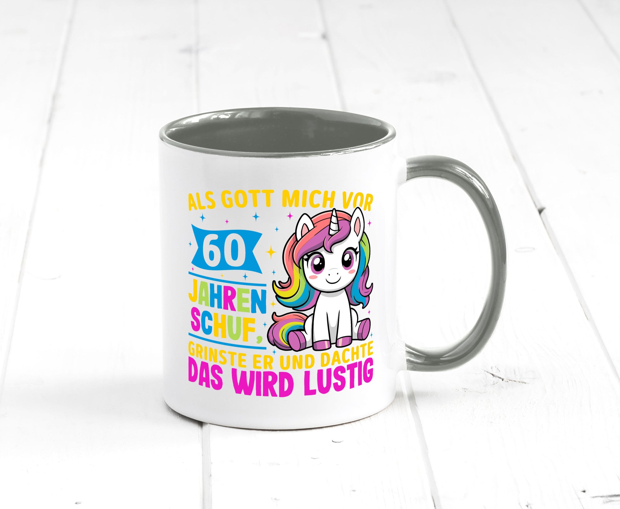 60. Geburtstag | Als Gott mich schuf 40 Jahre Geschenkidee Humor Tasse