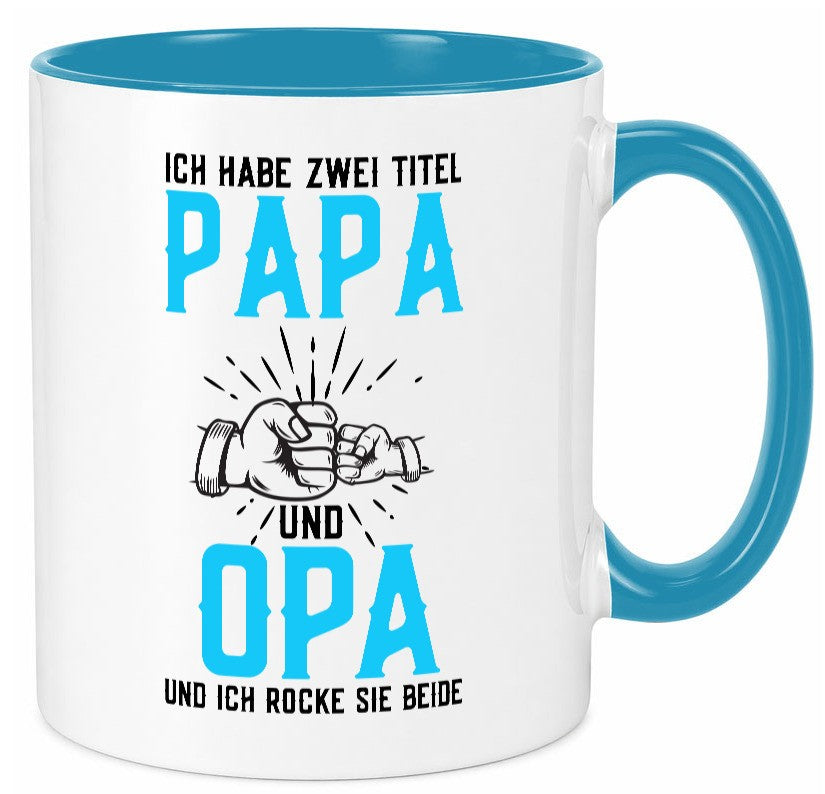 Papa und Opa | zwei Titel Rocke sie Beide Humor Familie Geschenkidee Tasse