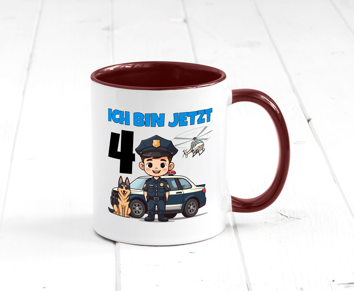 4. Geburtstag | 4 Jahre Polizei Kind Polizeiauto Humor Geschenkidee Tasse