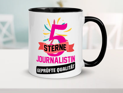 5 Sterne Journalist geprüfte Qualität Humor Geschenkidee Tasse