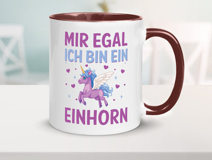 Mir egal, ich bin ein Einhorn| Herzen Geschenkidee Humor Tasse