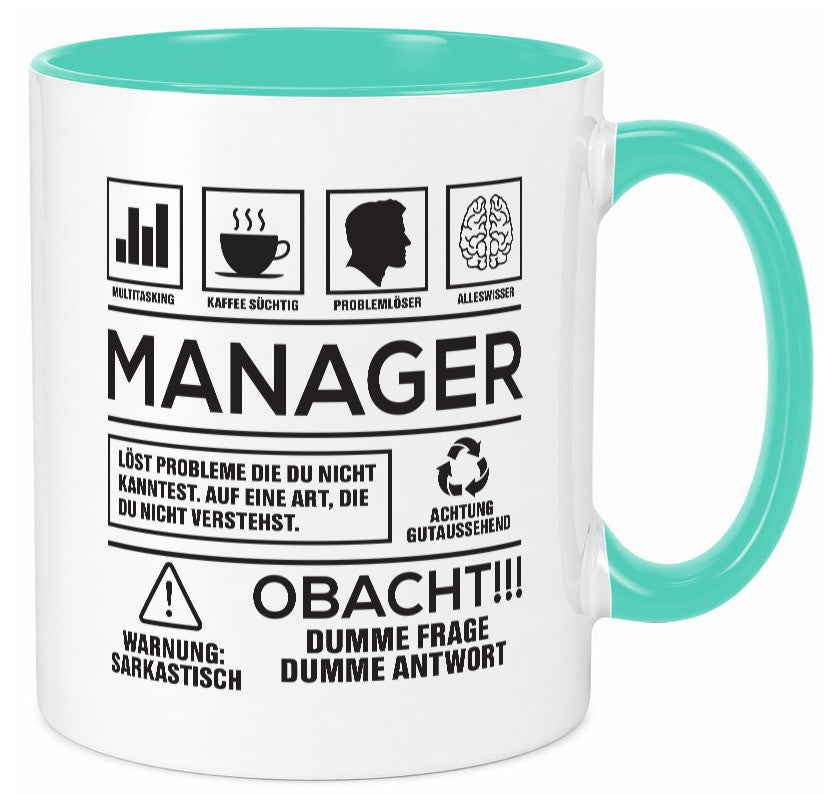Achtung Probleme Manager | Management lustiger Spruch Geschenk Humor Tasse