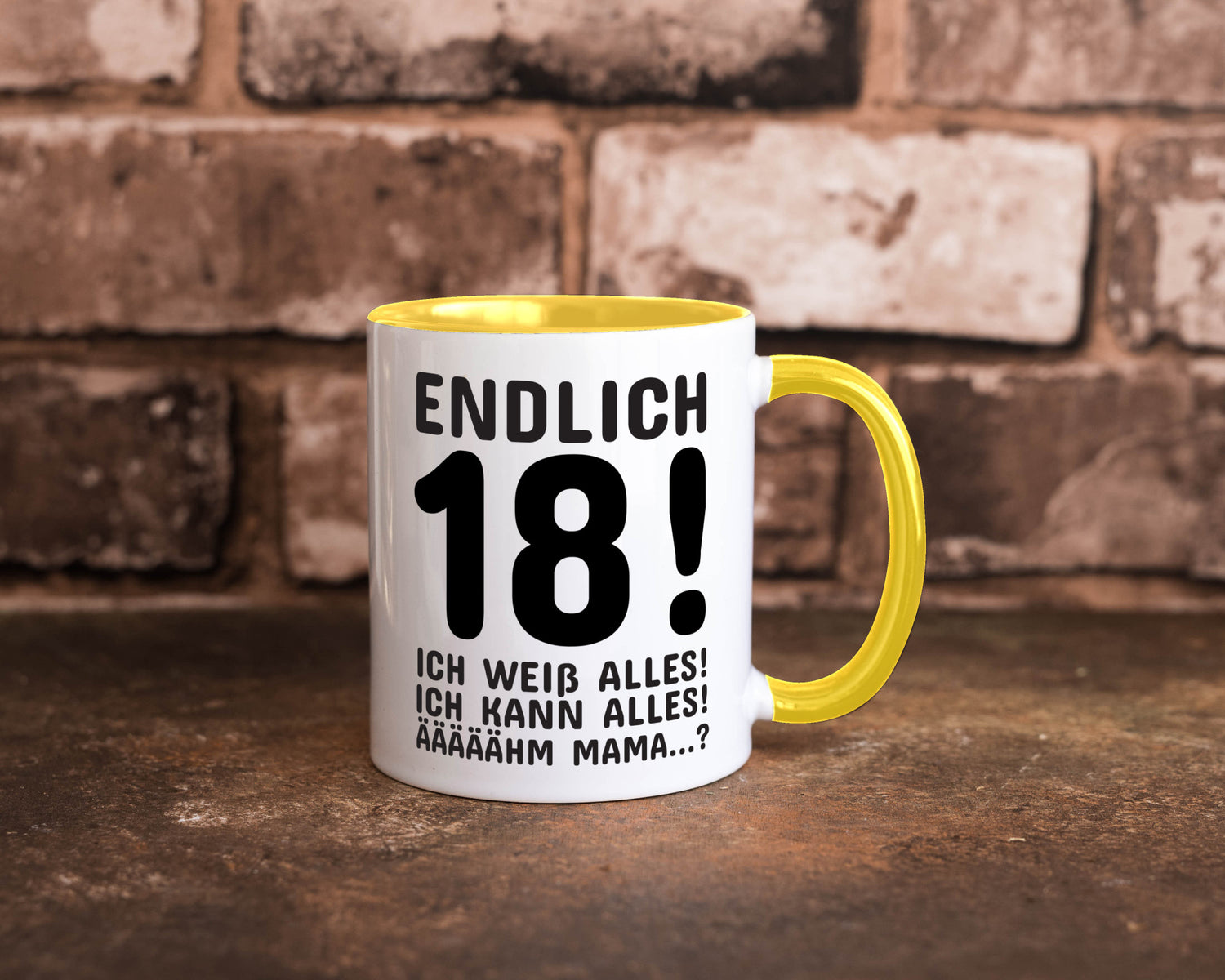 Endlich 18 | Geburtstag Tasse volljährig Erwachsen lustig Geschenkidee Geschenk