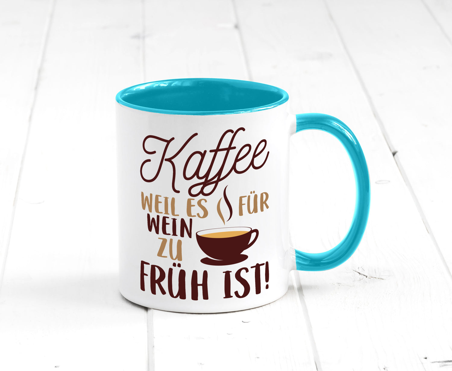 Weil es für Wein zu früh ist | Kaffeetrinker Herzschlag Humor Geschenkidee Tasse