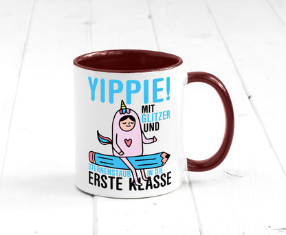 Mit Glitzer und Sternenstaub | Einschulung Einhorn lustiger Spruch Geschenk
