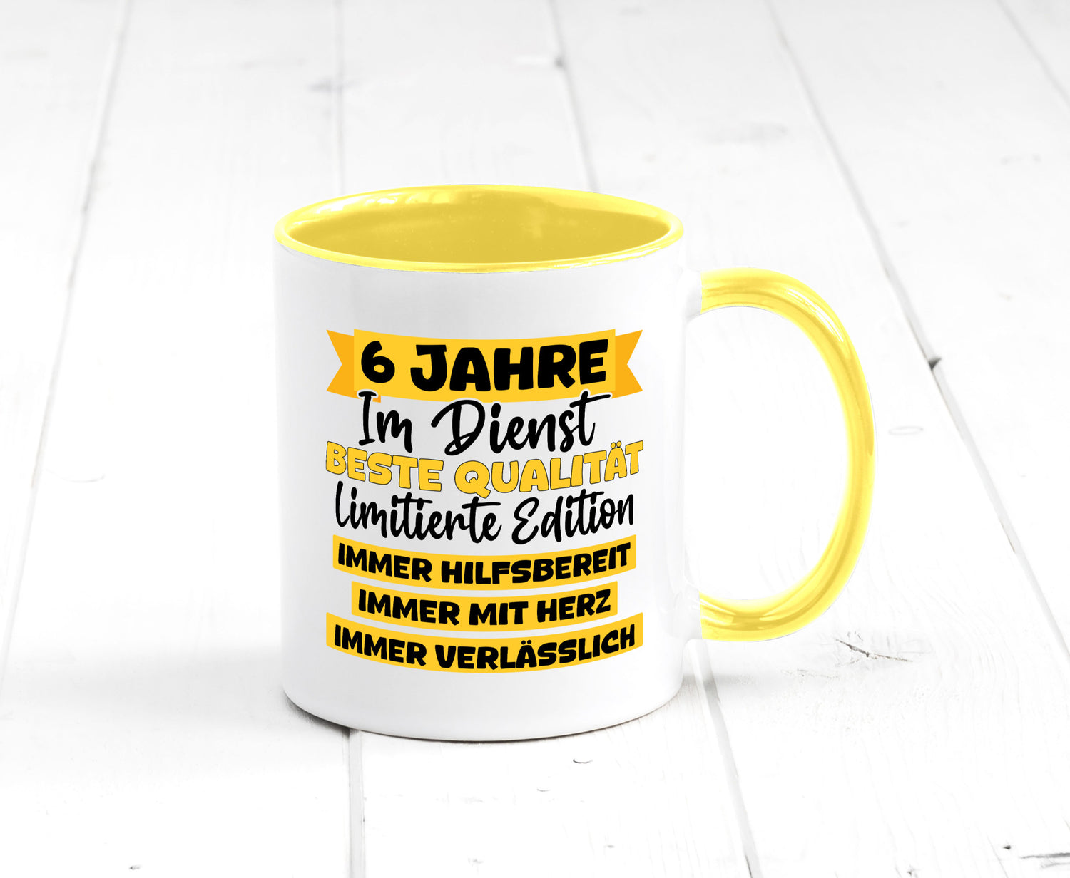 6 Jahre im Dienst | Jubiläum Arbeit v8 Geschenkidee Kollegen Büro Humor Tasse