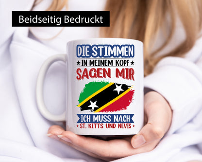 St. Kitts und Nevis | Urlaub Stimmen in meinem Kopf v2 Geschenkidee Humor Tasse