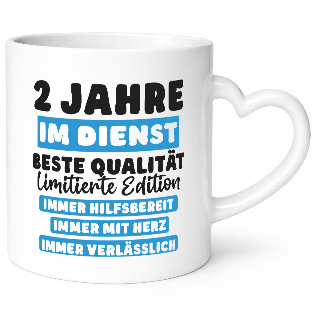 2 Jahre im Dienst | Jubiläum Arbeit v6 lustig Kollegen Büro Geschenk Tasse