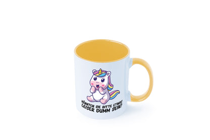 Bitte etwas leiser dumm sein | Dummheit süßes Einhorn Geschenk Humor Tasse