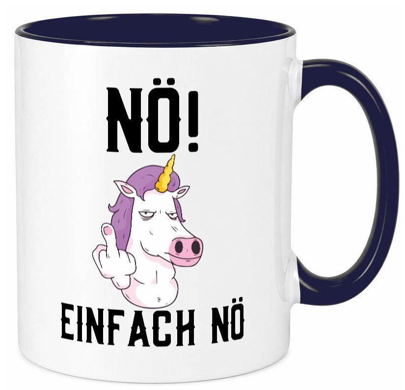 Einfach Nö | Keinen Bock Einhorn Mittelfinger Comic Geschenkidee Humor Tasse