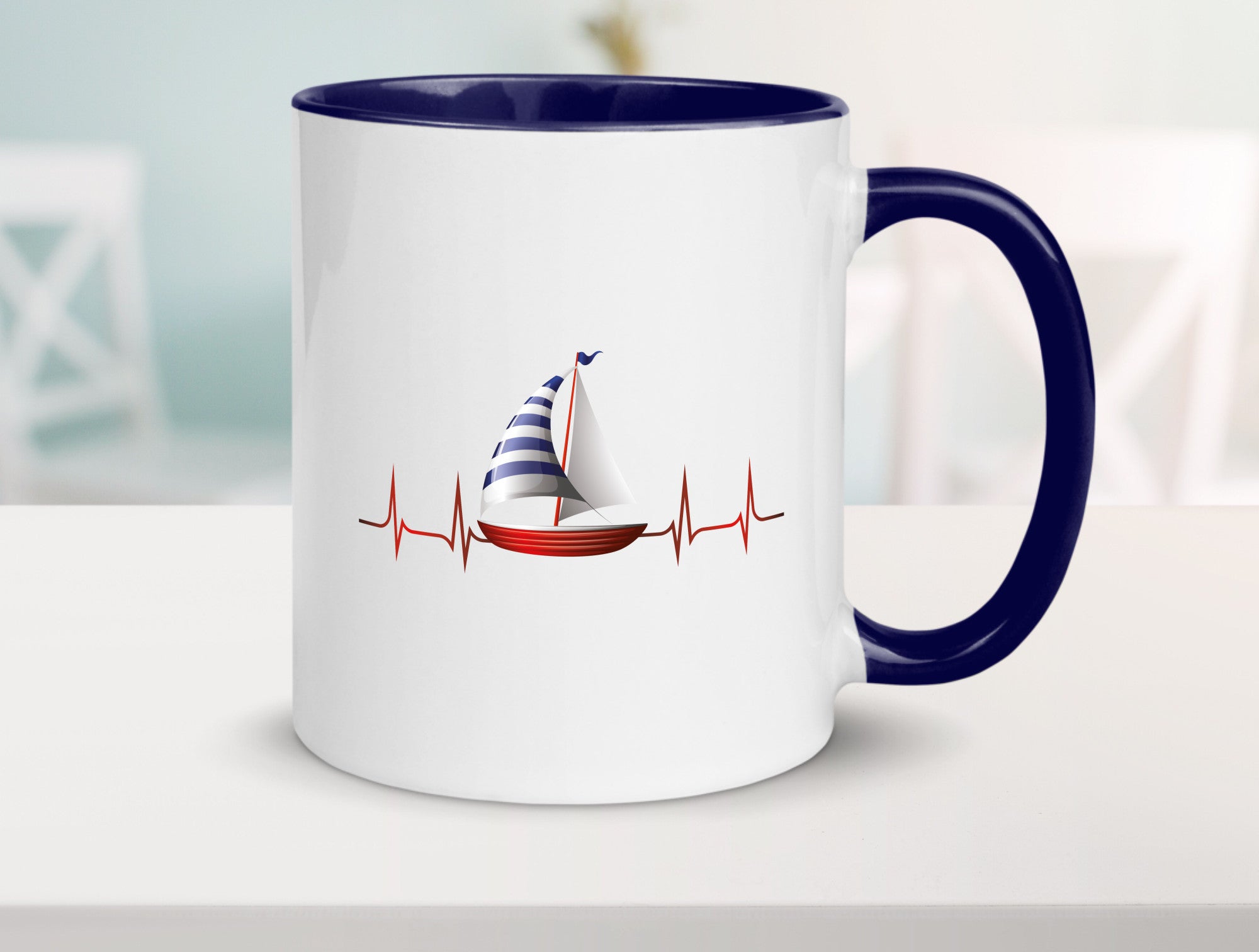 Segelboot Herzschlag | Segler segeln Boot Kapitän Geschenk Humor Geschenkidee
