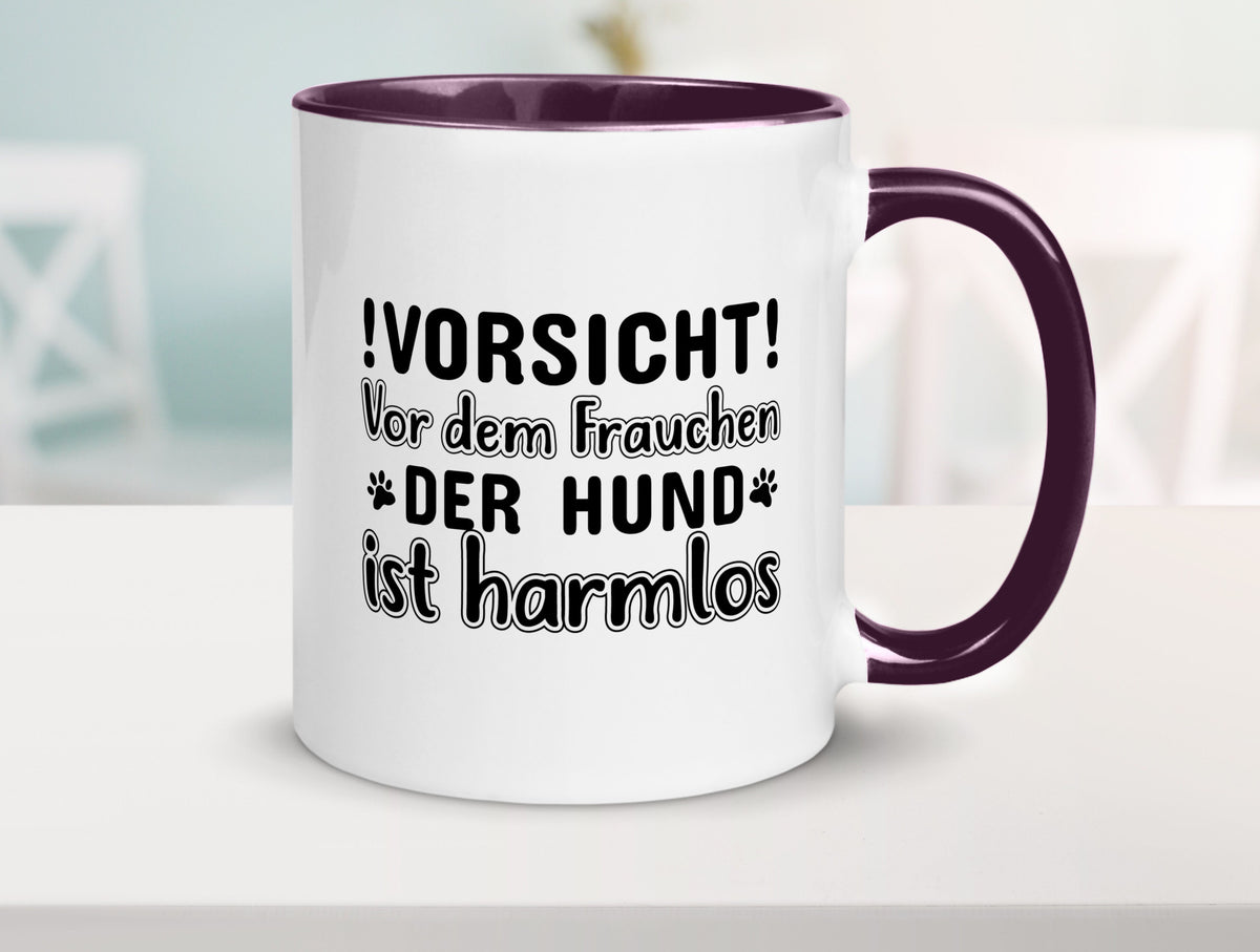 Vorsicht vor dem Frauchen | Hundebesitzerin Pfoten Geschenkidee Tierliebhaber Tasse