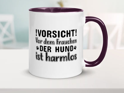 Vorsicht vor dem Frauchen | Hundebesitzerin Pfoten Geschenkidee Tierliebhaber Tasse