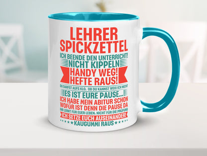 Lehrer Spickzettel | Beruf Tasse lustiger Spruch vl4 lustig Arbeit Kollegen