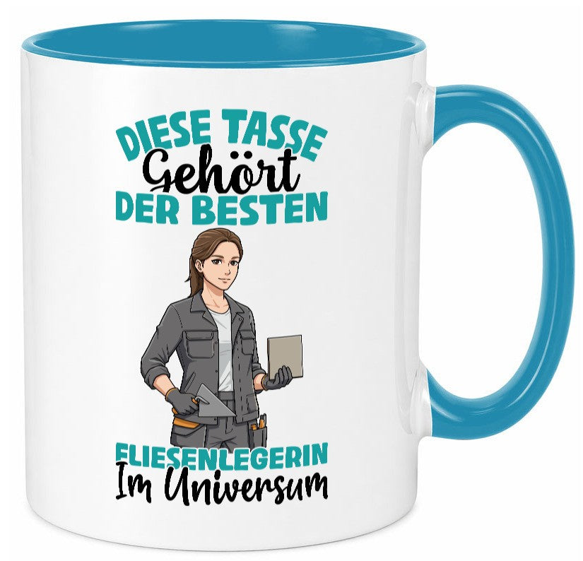 Im Universum: Fliesenlegerin | Fliesenlegen Bau Geschenkidee Humor Tasse