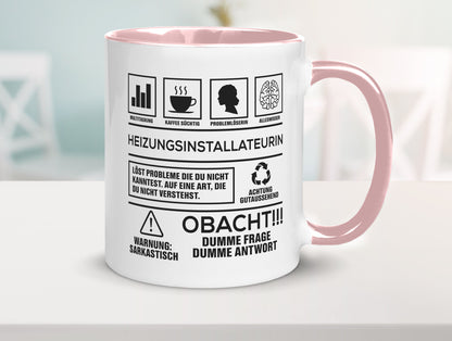 Achtung Probleme Heizungsinstallateurin | Heizung Humor Geschenkidee Tasse