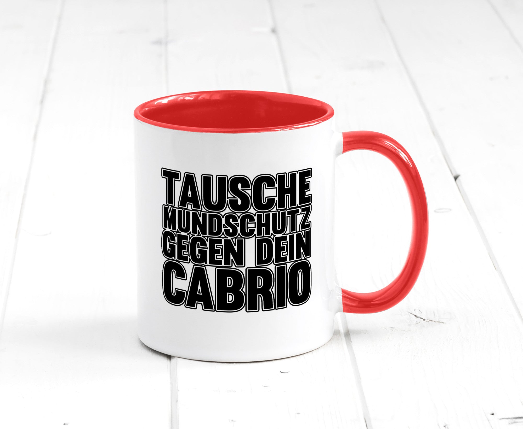 Tausche Mundschutz gegen Cabrio| | Cabrio Geschenkidee Humor Tasse