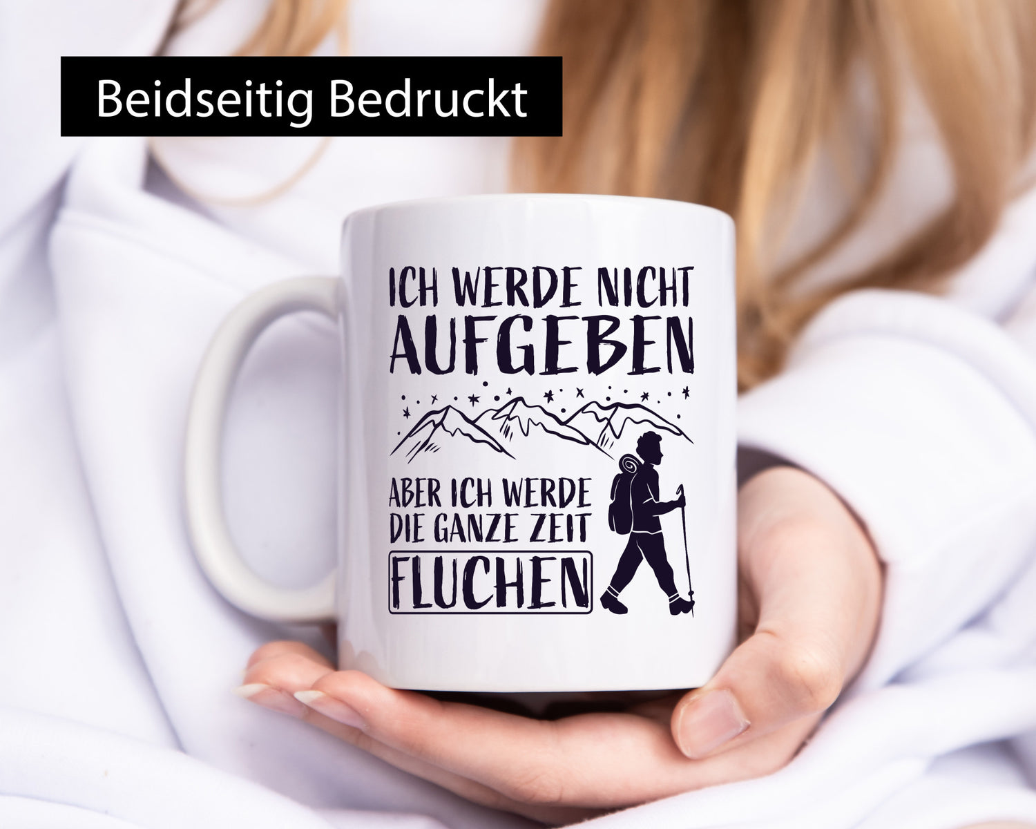 Nicht aufgeben, aber fluchen | Berge| Wanderer Sterne lustiger Spruch Geschenk