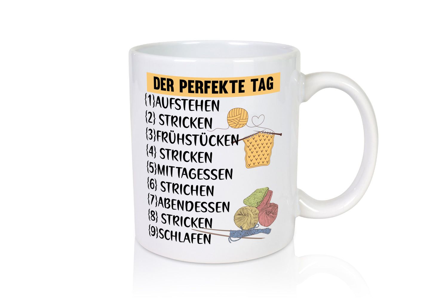 Der Perfekte Tag | Stricken Wolle Nadeln lustig Humor Geschenkidee Geschenk