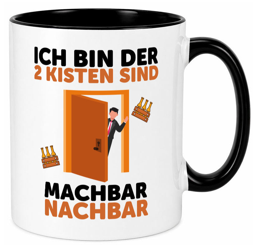 2 Kisten Bier | witziger Spruch Nachbar Einweihung Humor Geschenkidee Tasse