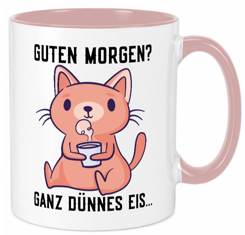 Guten Morgen | Morgenmuffel Dünnes Eis Katze mit Pulli Geschenk Tierliebhaber Tasse