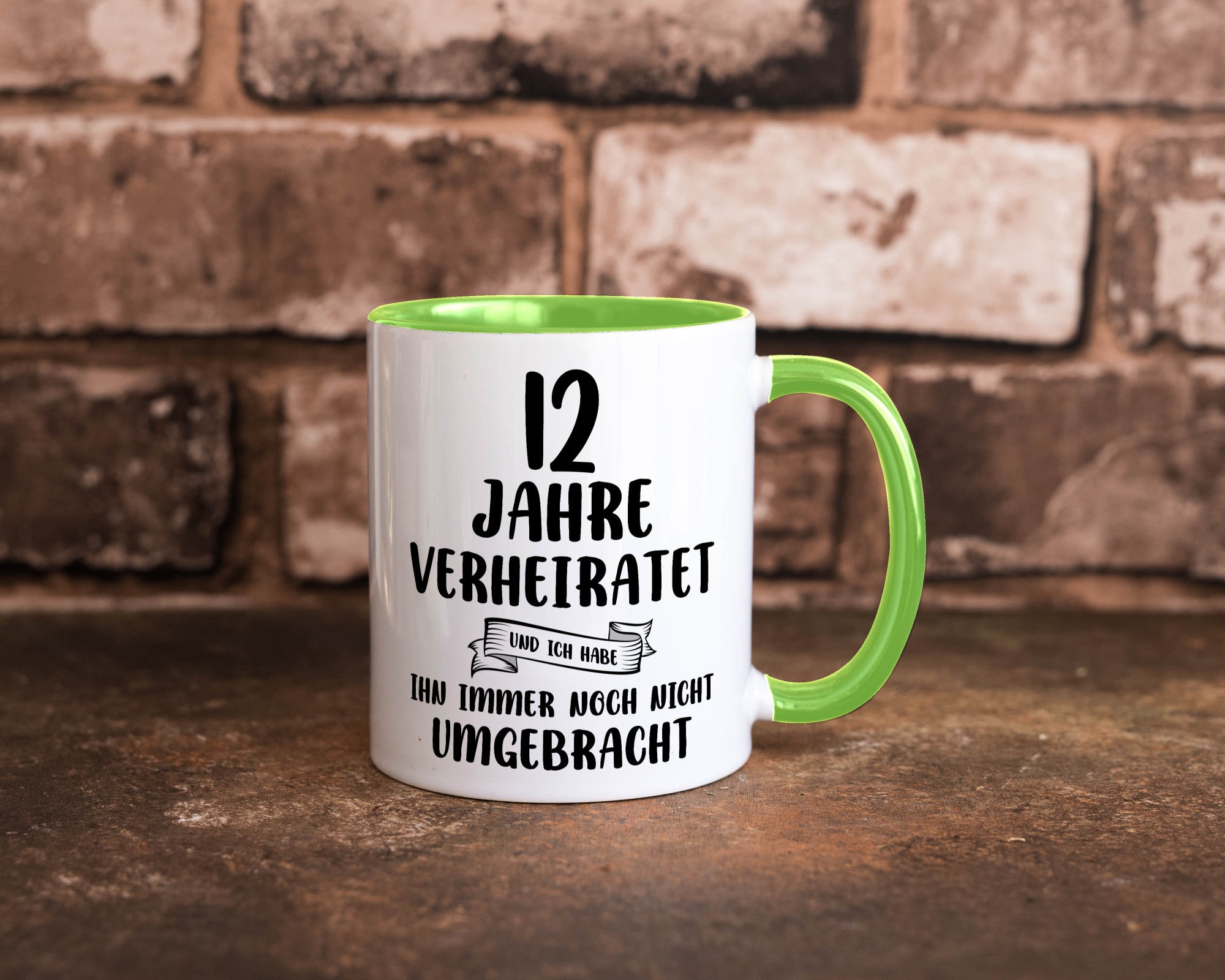12 Jahre Verheiratet, immer noch am Leben! Geschenkidee Humor Tasse