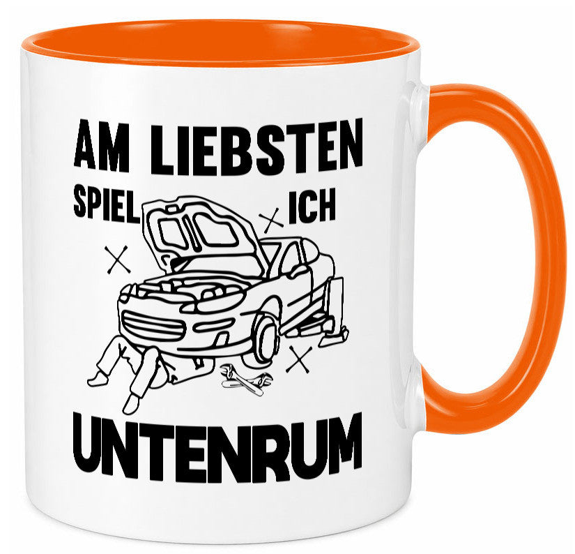 Am liebsten spiele ich untenrum | Autowektstatt lustiger Spruch Geschenk Humor Tasse