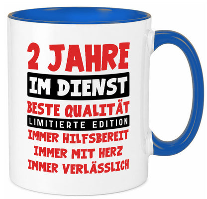 2 Jahre im Dienst | Jubiläum Arbeit v9 Humor Kollegen Büro Geschenkidee Tasse
