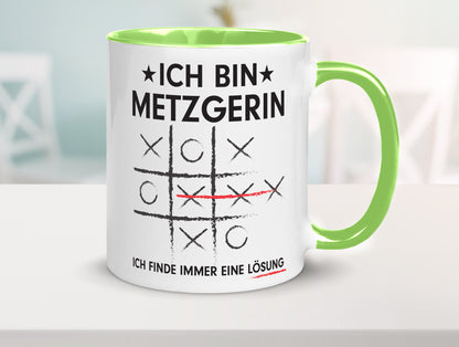 Löse Probleme: Metzgerin | Fleischerin Humor Geschenkidee Tasse