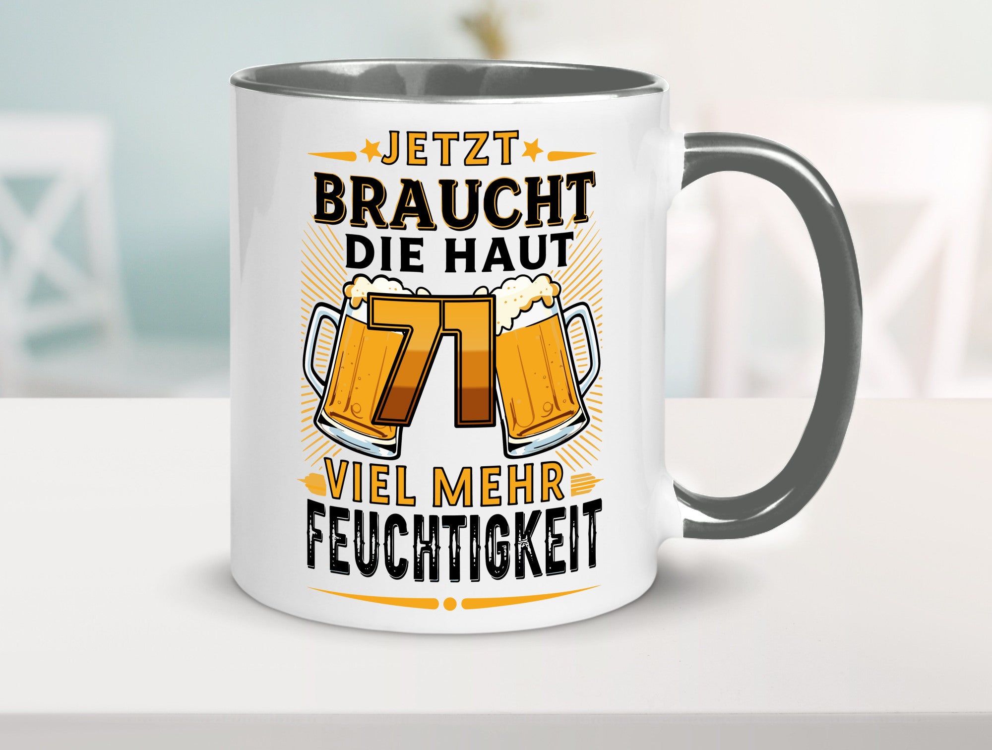 71 braucht die haut mehr Feuchtigkeit | 71. Geburtstag Geschenkidee Humor Tasse