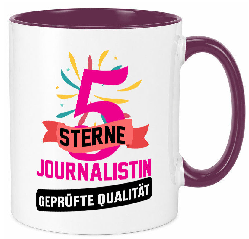 5 Sterne Journalist geprüfte Qualität Humor Geschenkidee Tasse