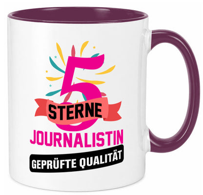 5 Sterne Journalist geprüfte Qualität Humor Geschenkidee Tasse