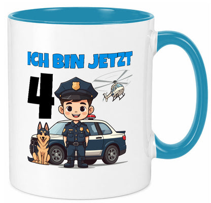 4. Geburtstag | 4 Jahre Polizei Kind Polizeiauto Humor Geschenkidee Tasse
