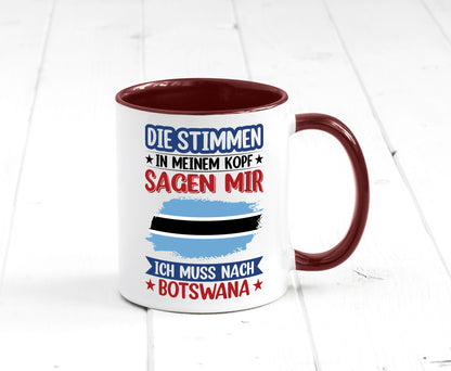 Botswana | Urlaub Stimmen in meinem Kopf Traumland Geschenkidee Humor Tasse
