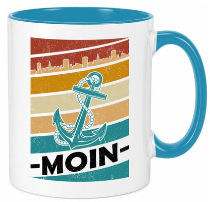 Moin | Kapitän Hafen Anker See Meer Segeln v2 Geschenk Humor Geschenkidee Tasse