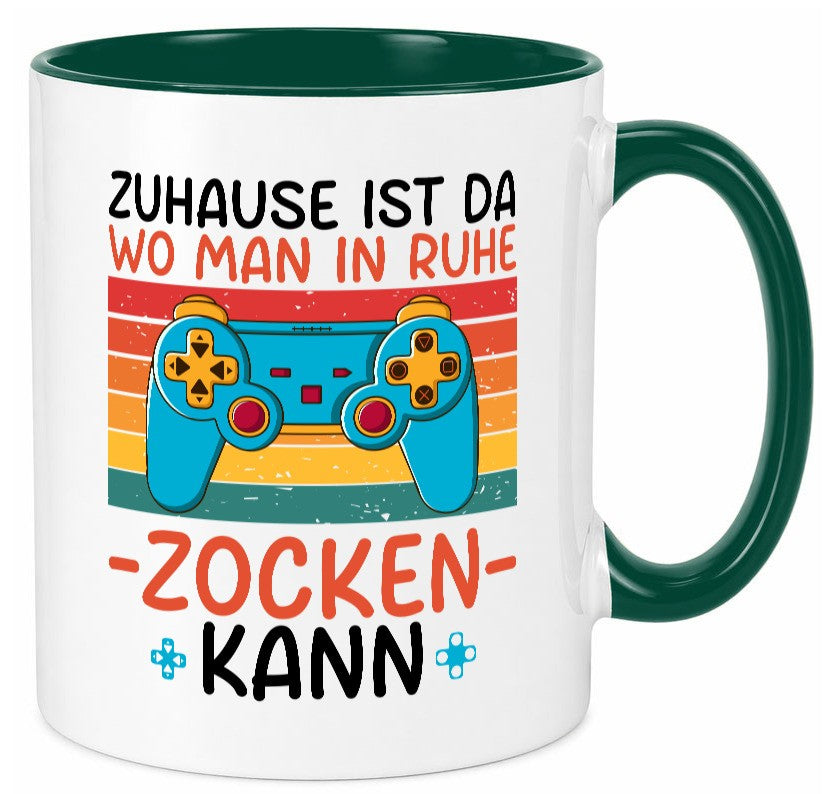 Zuhause ist da wo man in ruhe Zocken kann | Gamer Geschenk Humor Geschenkidee Tasse