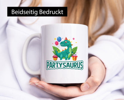 Partysaurus | Geburtstag Dinosaurier Luftballon Geschenkidee Humor Tasse