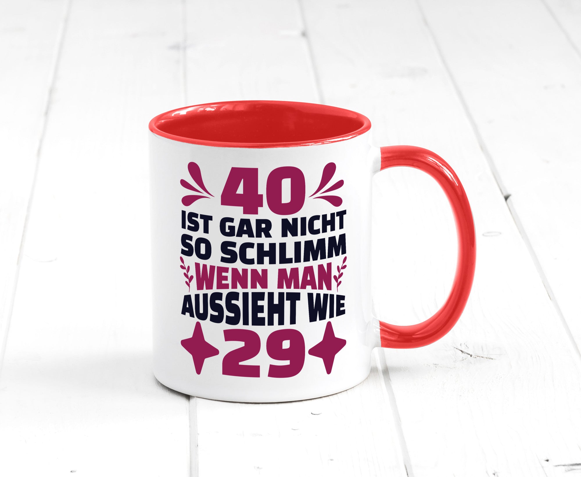 40 ist gar nicht schlimm | 40. Geburtstag Jung aussehen Geschenkidee Humor Tasse