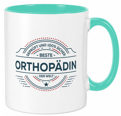 Geprüft und sicher: Orthopädin |Orthopädie Geschenk Humor Geschenkidee lustiger Tasse