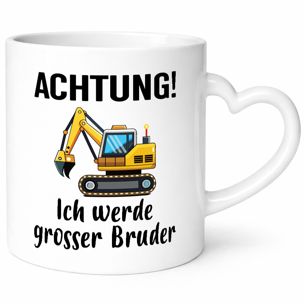 Achtung ich werde Großer Bruder | Bagger Geschwister Geschenkidee Humor Tasse