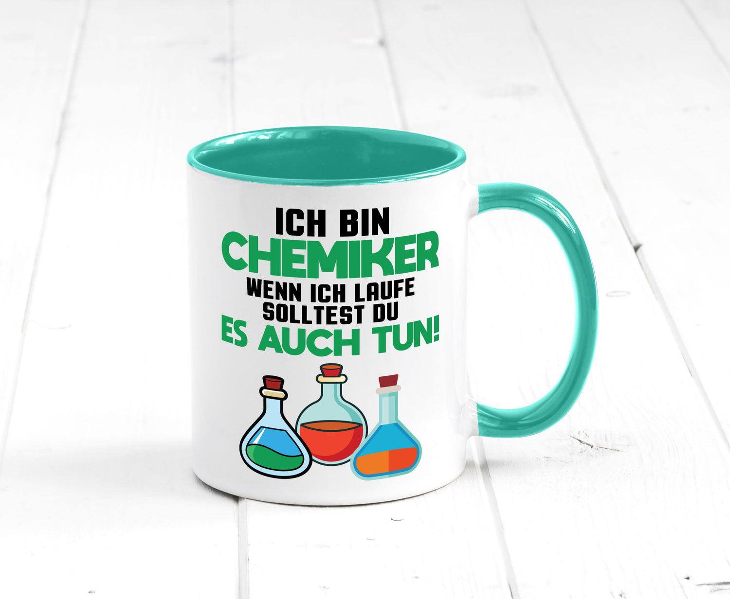 Ich bin chemiker wnen laufe solltest du es auch tun Humor Geschenkidee Tasse