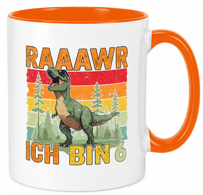 6. Geburtstag | 6 Jahre rarrrr ich bin Dinosaurier Humor Geschenkidee Tasse