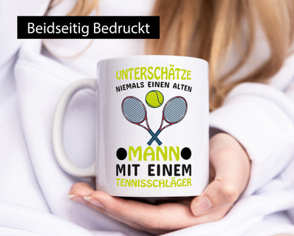 Alter Mann mit Tennis Schläger | Männer Tasse Humor lustiger Spruch Geschenk
