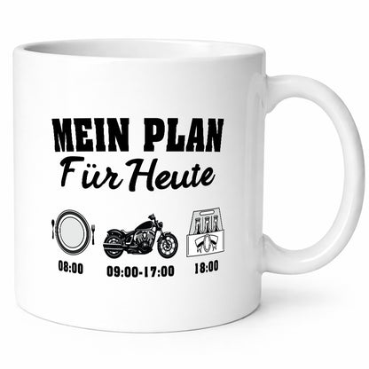 Mein Plan für heute | Frühstück Motorrad Trinken Humor Geschenkidee Tasse