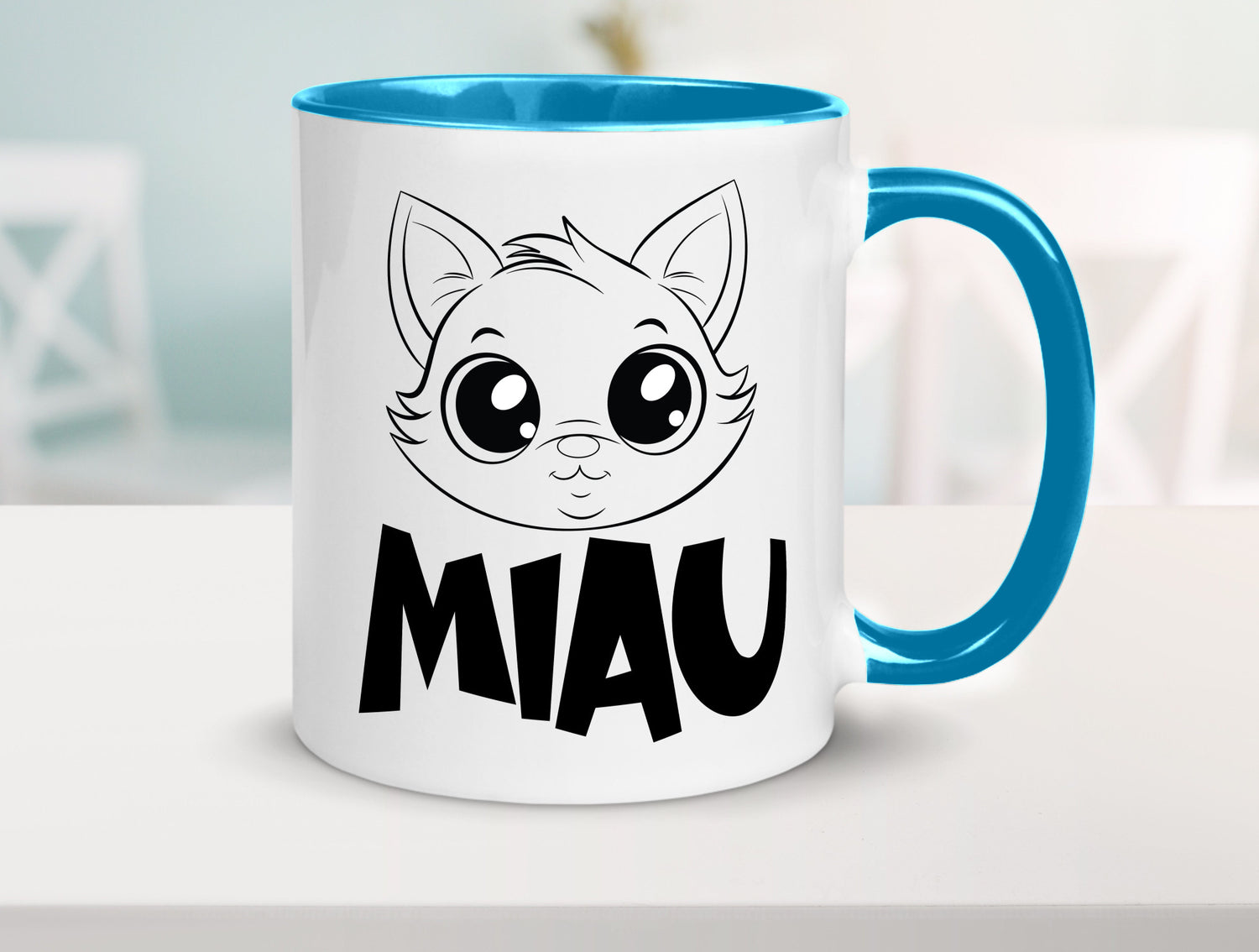 Miau | Katze Geschenkidee Tierliebhaber Humor Tasse