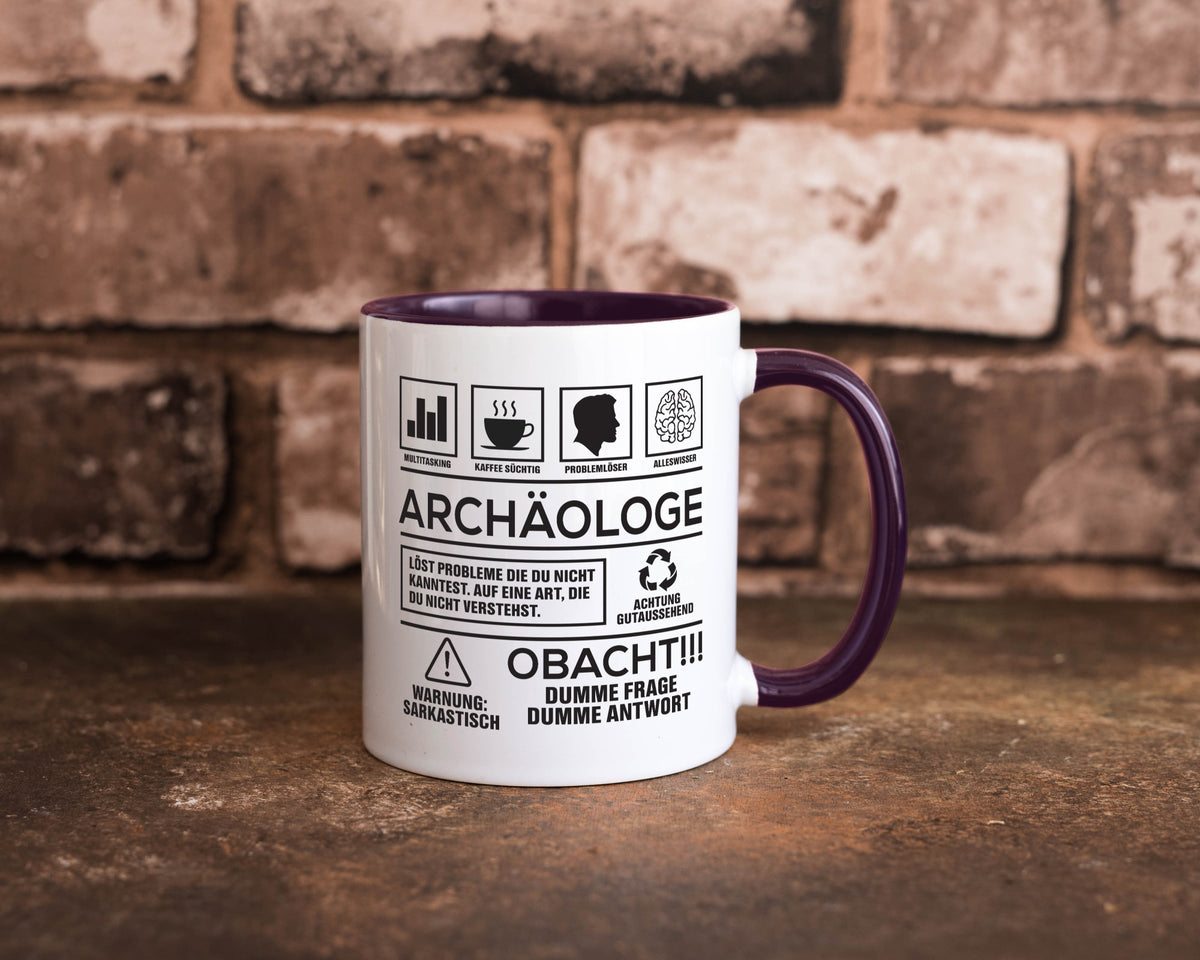 Achtung Probleme Archäologe | Archäologie Forscher Geschenkidee Humor Tasse